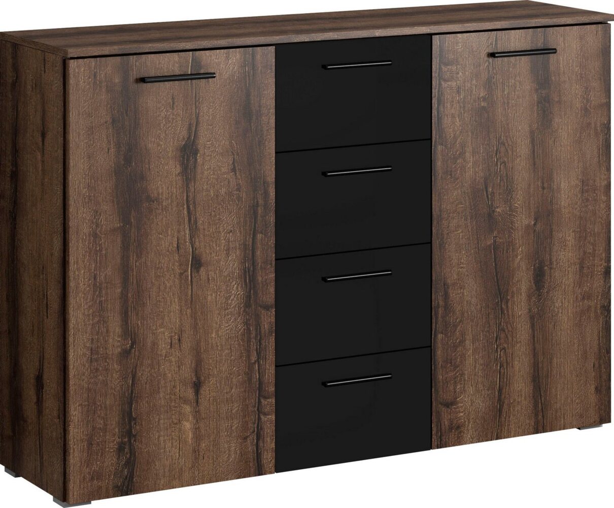 INOSIGN Kombikommode Beta Breite 132 cm, zeitlose Schubladenkommode, Anrichte, Sideboard, viel Stauraum, 2-türig 4 Schubladen, 132x38x93cm Bild 1