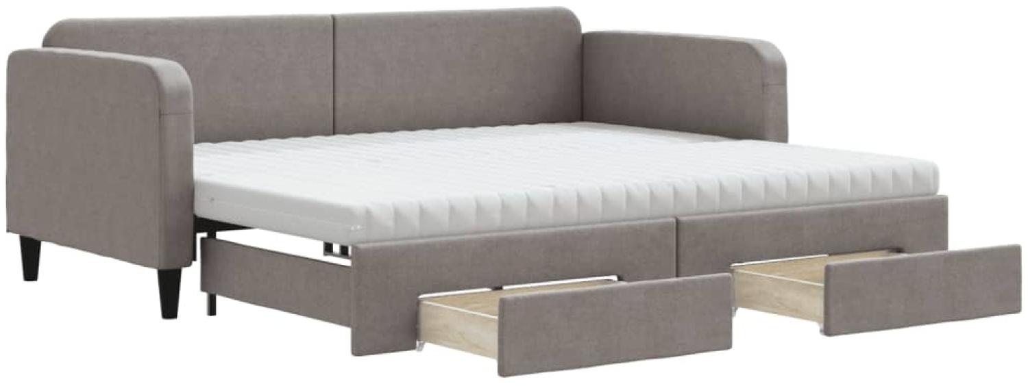 vidaXL Tagesbett Ausziehbar mit Schubladen Taupe 90x200 cm Stoff 3196873 Bild 1