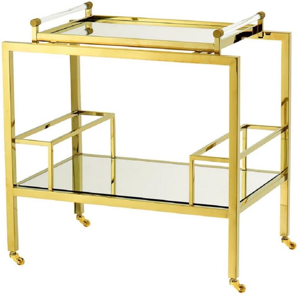 Casa Padrino Luxus Trolley Gold 72x47 x H. 72 cm - Edelstahl Servierwagen - Hotel & Restaurant Accessoires - Luxus Qualität Bild 1