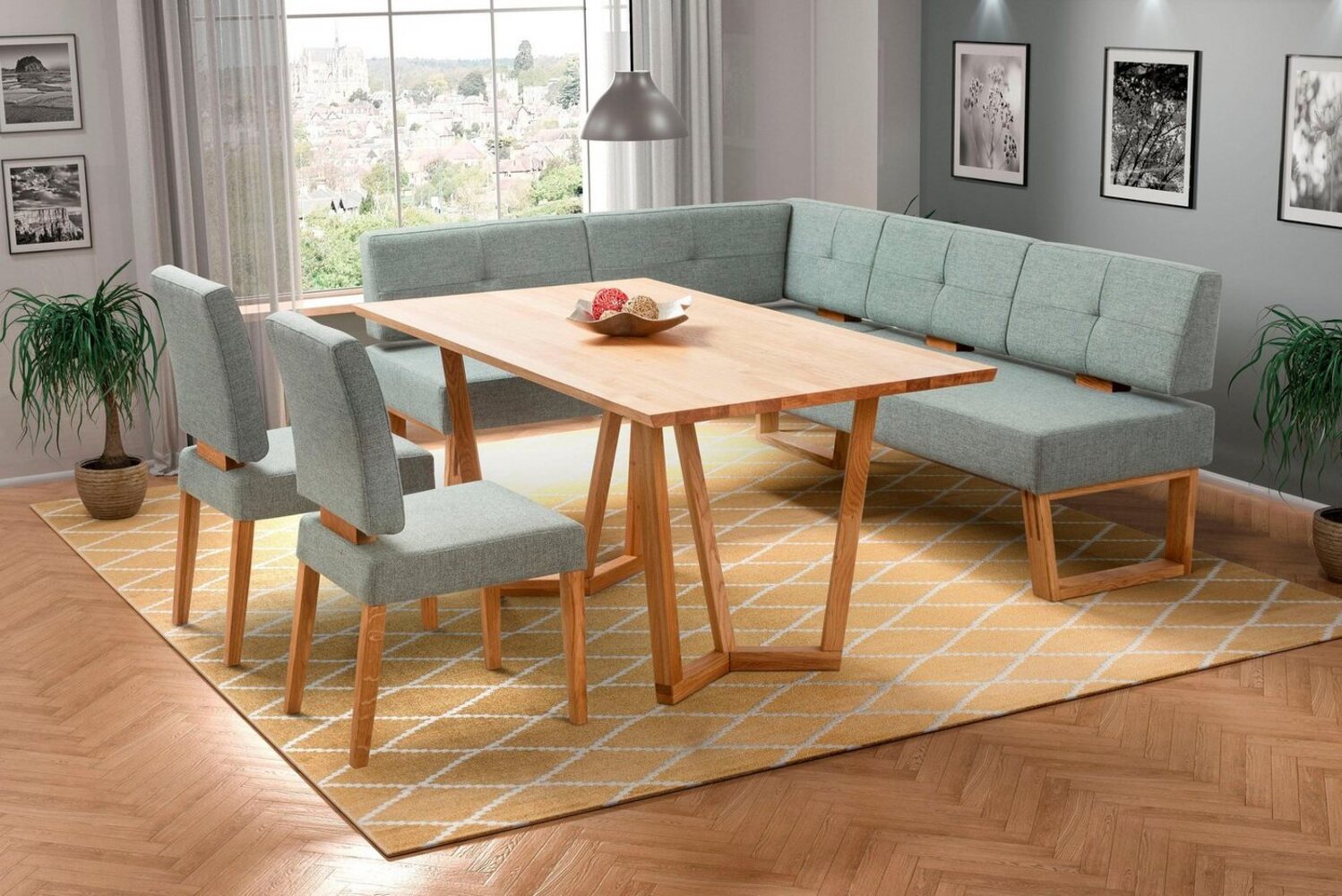 Home affaire Eckbankgruppe Ponza Eckbank Küchenbank BESTSELLER, (Set, 4-tlg), Sitzgruppe Esszimmer Stühle Tisch und Bank bequem gepolstert Bild 1