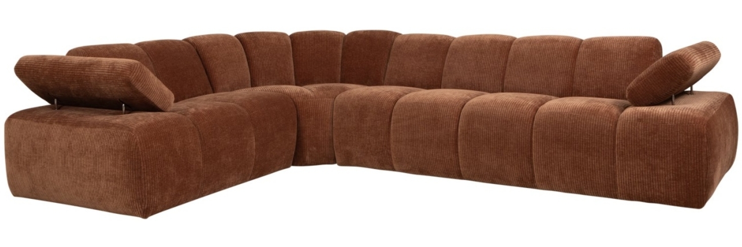 Ecksofa Mojo aus Flachcord Links, Rostbraun Bild 1