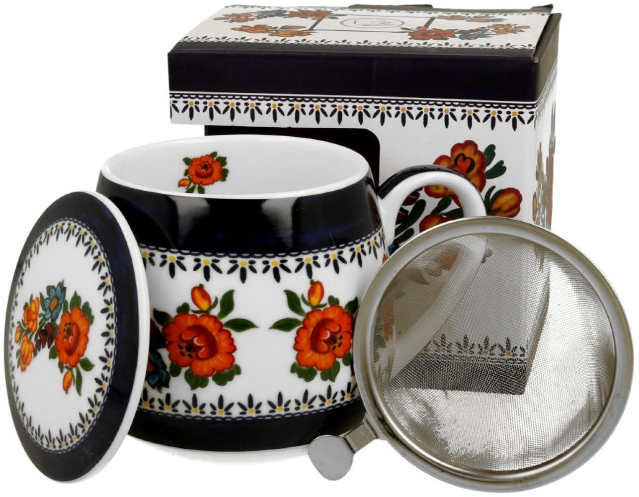 DUO ETNO 34356 Fassbecher 430 ml mit Teesieb INDIGO mit Teesieb, New Bone China Porzellan Bild 1