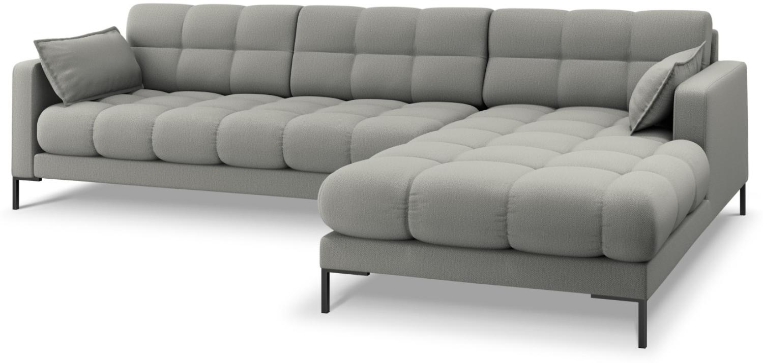 Micadoni 5-Sitzer Ecke rechts Sofa Mamaia | Bezug Light Grey | Beinfarbe Black Metal Bild 1