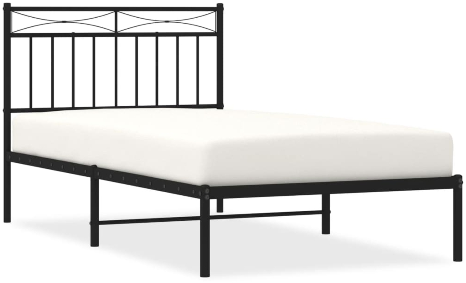 vidaXL Bettgestell mit Kopfteil, Metall, Schwarz, 100x190 cm Bild 1
