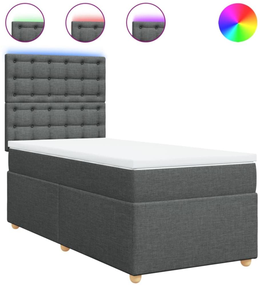 vidaXL Boxspringbett mit Matratze Dunkelgrau 100x200 cm Stoff 3293506 Bild 1