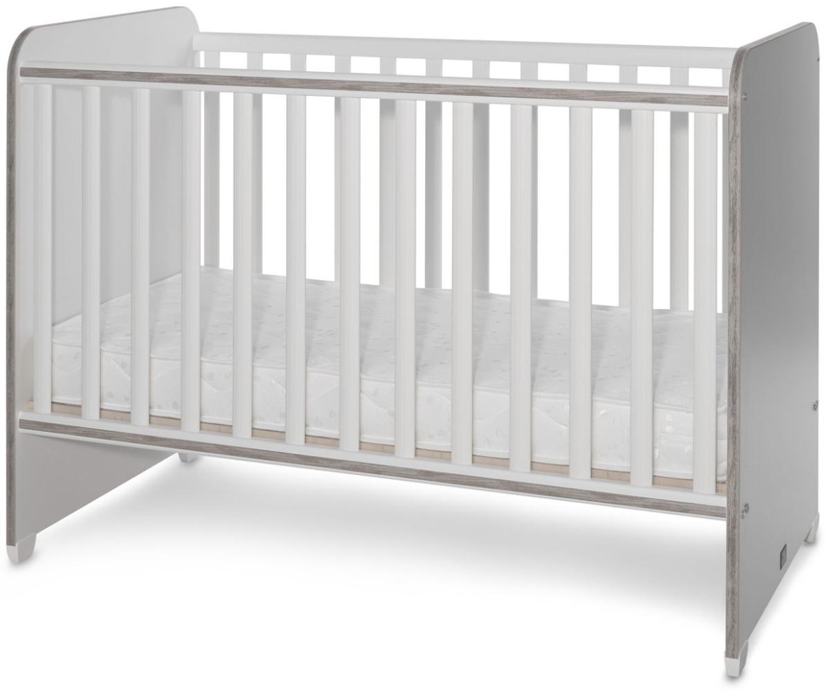 Lorelli Babybett Sweet Dream 124 x 68 x 95 cm Unterbettrahmen mit zwei Ebenen weiß grau Bild 1