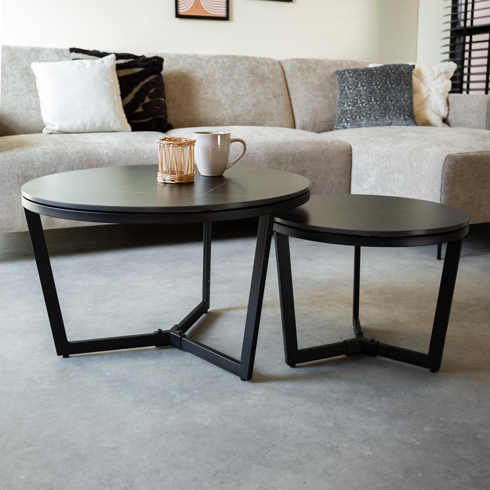Brady Couchtisch Industrial 2er-Set Marmor Schwarz Bild 1