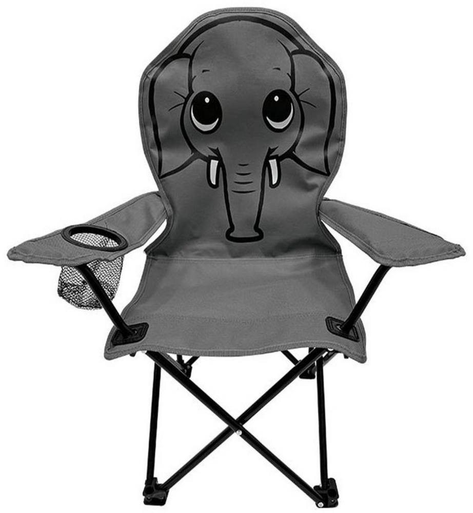Mojawo Klappstuhl Kinder Anglersessel Dunkelgrau mit Getränkehalter und Tasche Elefant Bild 1