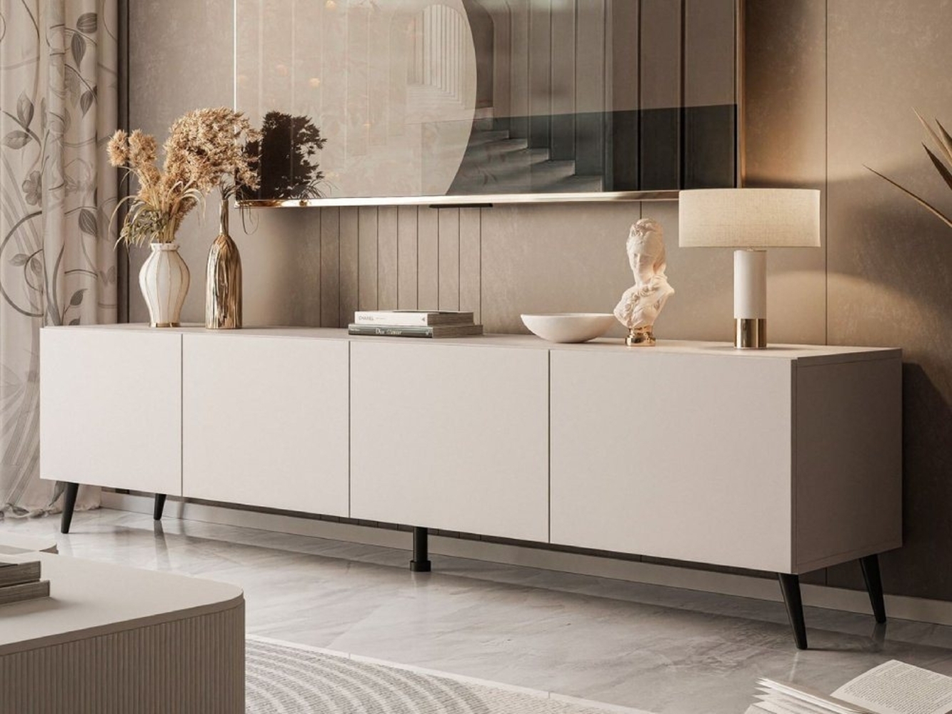 ALLHOUSE24 TV-Schrank LOGANTE 200 cm Breite Unterschrank TV Lowboard Metall Füße 200 cm Breite Bild 1