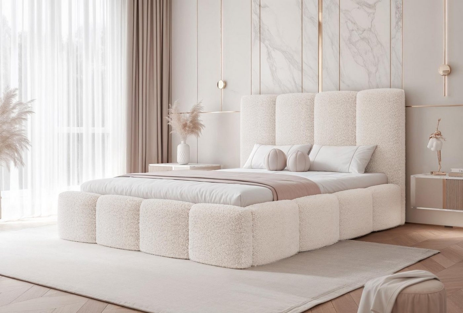 Compleo Polsterbett Designerbett, Doppelbett, Schlafzimmerbett mit Lattenrost MARS Bild 1