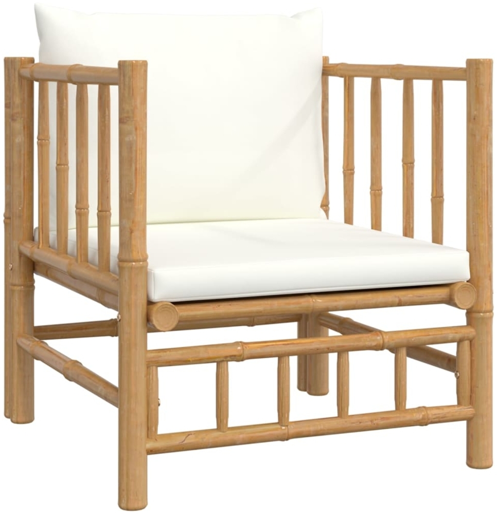 vidaXL Gartensessel mit Cremeweißen Kissen Bambus 362303 Bild 1