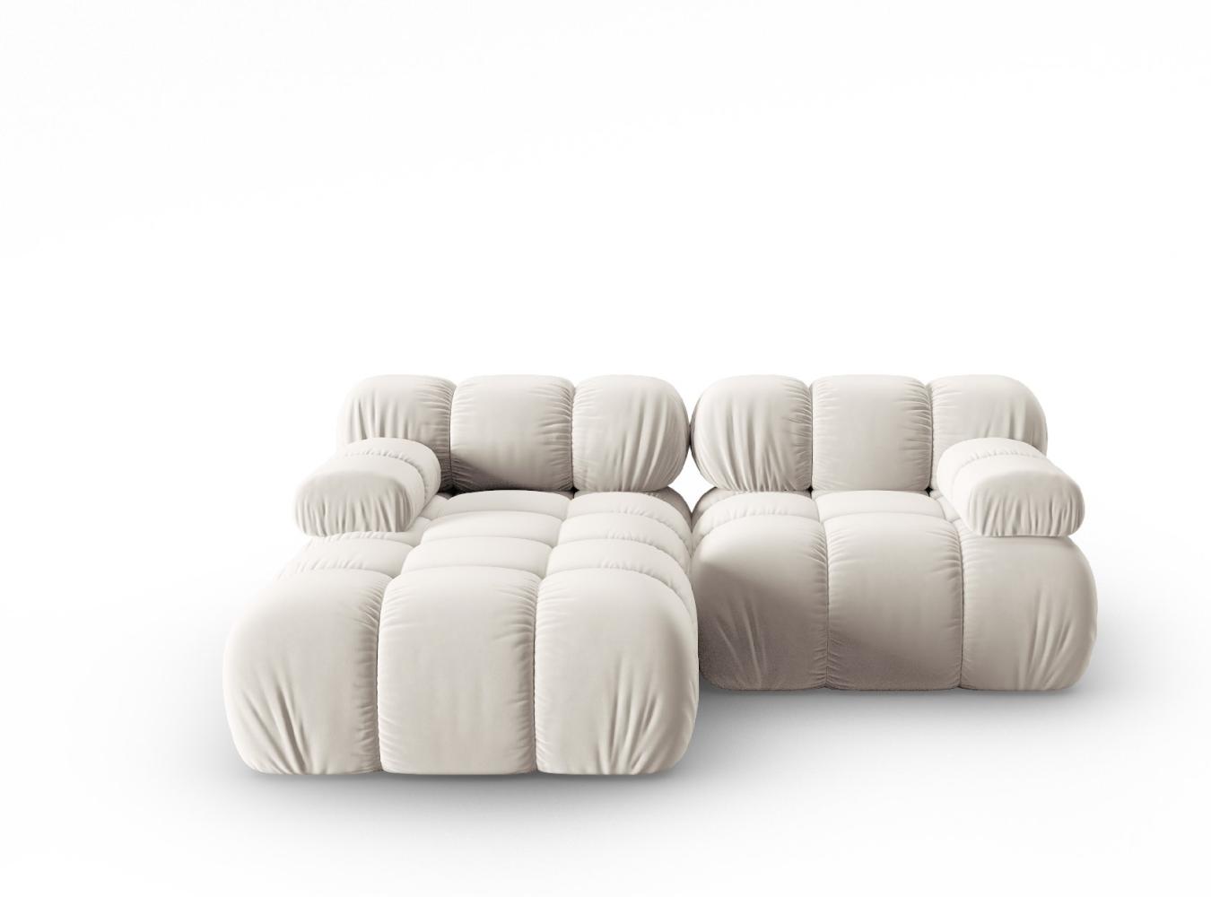 Micadoni Modulares Ecksofa Bellis 3-Sitzer Links Samtstoff Hellbeige Bild 1