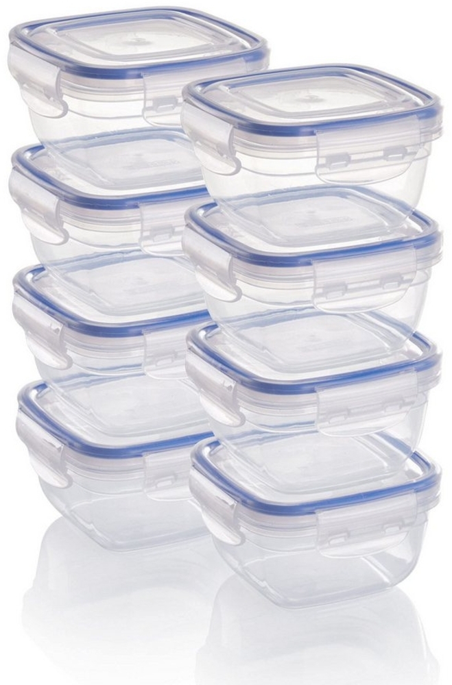 Grizzly Frischhaltedose 8x Vorratsdosen mit Deckel – quadratisch, bruch & mikrowellenfest, (8-tlg), Stapelbar, Spülmaschinengeeignet, aus Kunststoff Bild 1