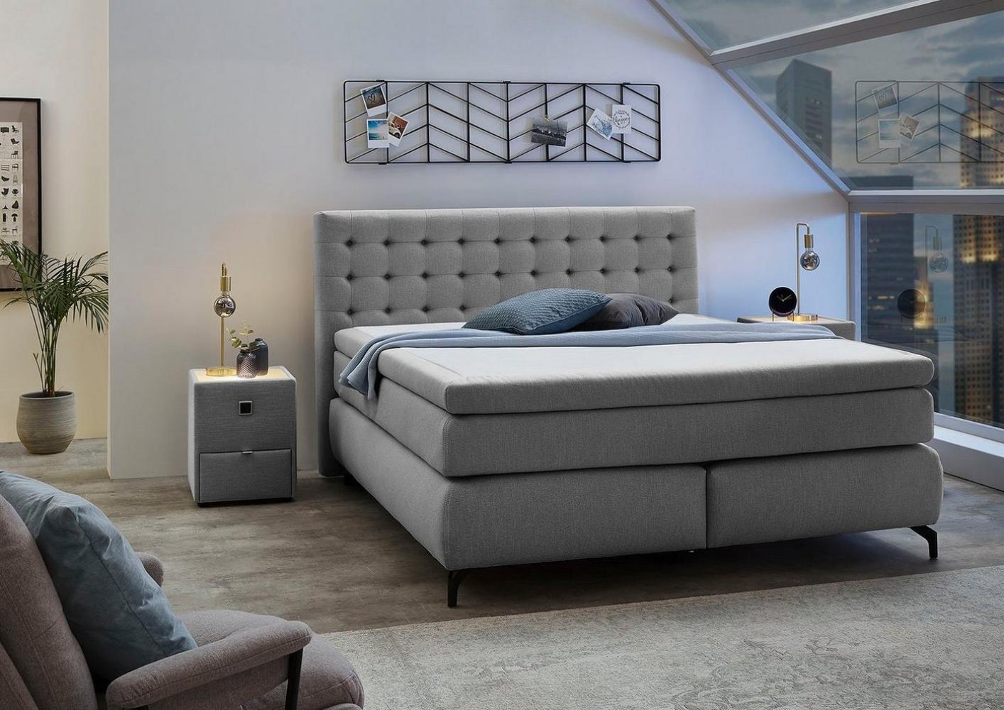 'Jessica Mix' Boxspringbett mit H3/H4 Topper, grau, 180 x 200 cm Bild 1