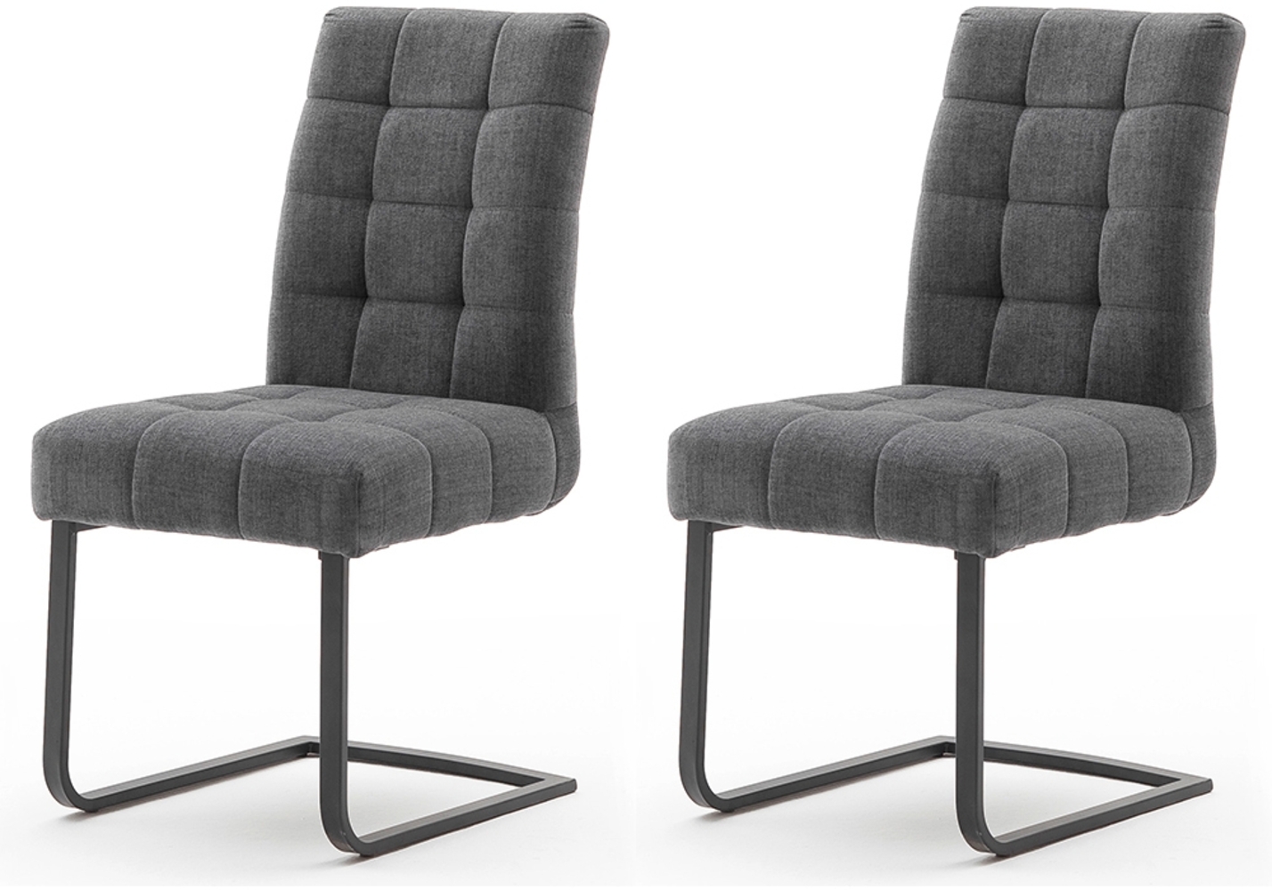 Esszimmerstühle Freischwinger 2er Set mit Metallgriff in dunkelgrau SVELVIK-05, B/H/T ca. 48/96/64 cm Bild 1