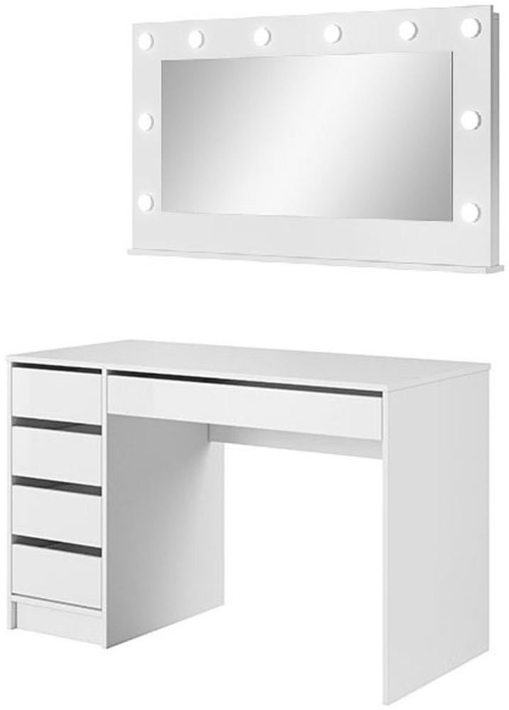 Schminktisch Ada Schminkplatz 120x55cm weiß hochglanz grifflos Bild 1