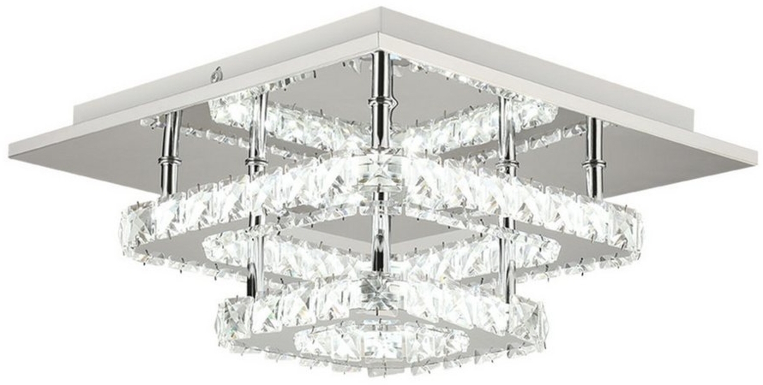 LETGOSPT LED Deckenleuchte Edelstahl Doppelschicht Kristalllampe 36W,Quadratische LED Deckenlampe, LED fest integriert, Moderne Pendelleuchte 30x30x12cm,für Esszimmer Schlafzimmer Flur Bild 1
