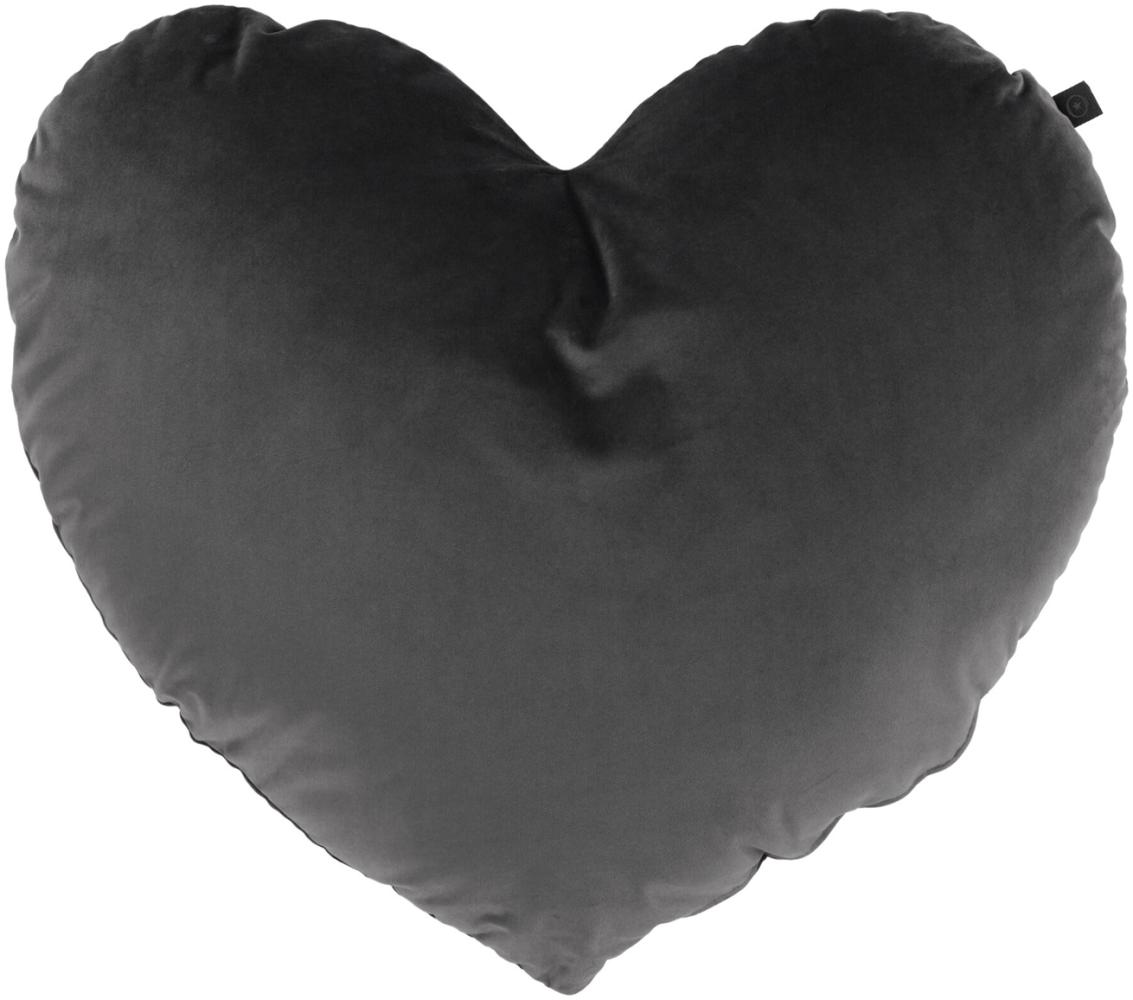 Overseas Heart Shape Kissen, Velours, Anthrazit, 60 x 70 cm Bild 1