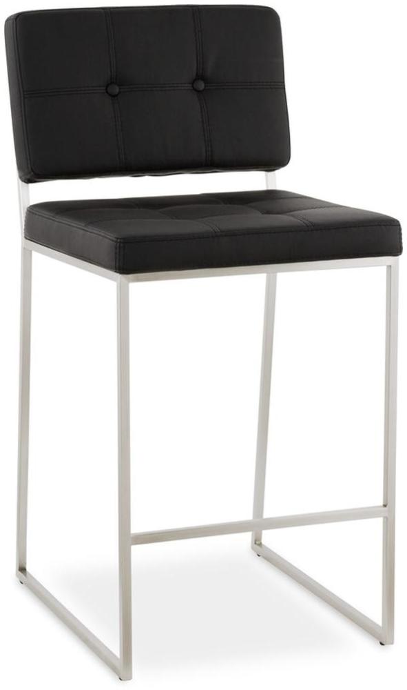 KADIMA DESIGN Sitzhocker schwarz | 65cm sitzhöhe | retro design gepolstert mit rückenlehne | kunstleder metall | max. 120kg Bild 1