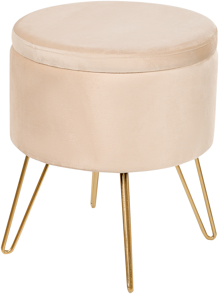 Pouf SILAS Creme Samtstoff 42 cm 42 cm Bild 1