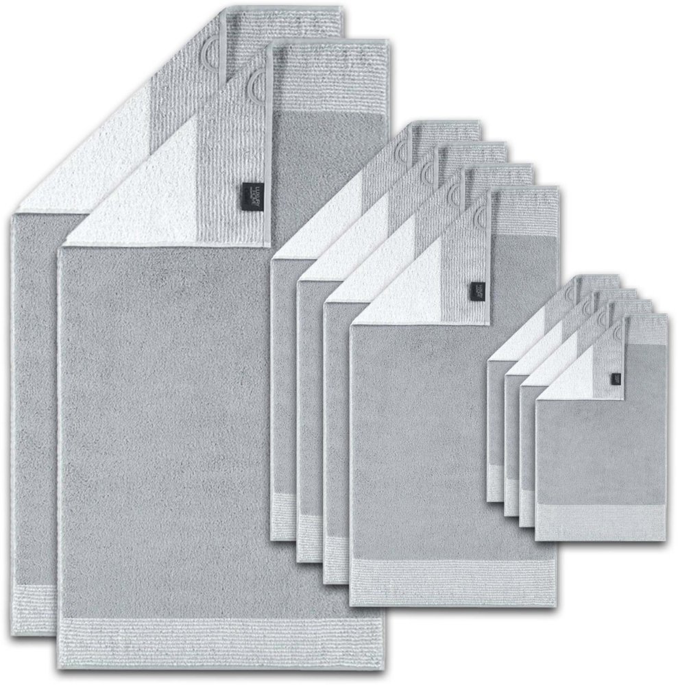 CAWÖ Handtuch Set, 10-tlg. - C Two-Tone, 2x Duschtuch, 4x Handtuch, 4x Gästetuch Platin Set Bild 1