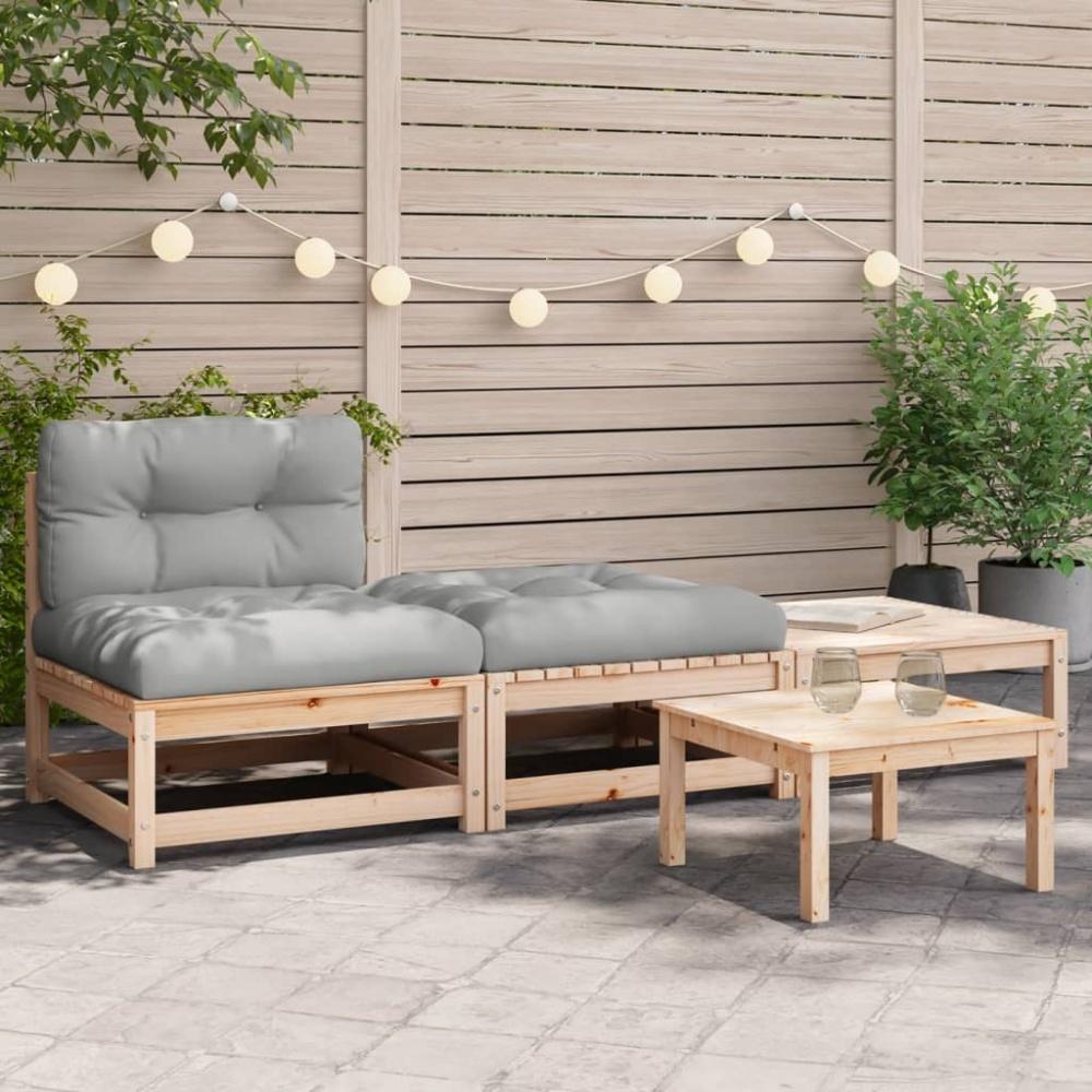 vidaXL Gartensofa ohne Armlehnen mit Kissen und Hockern 838142 Bild 1