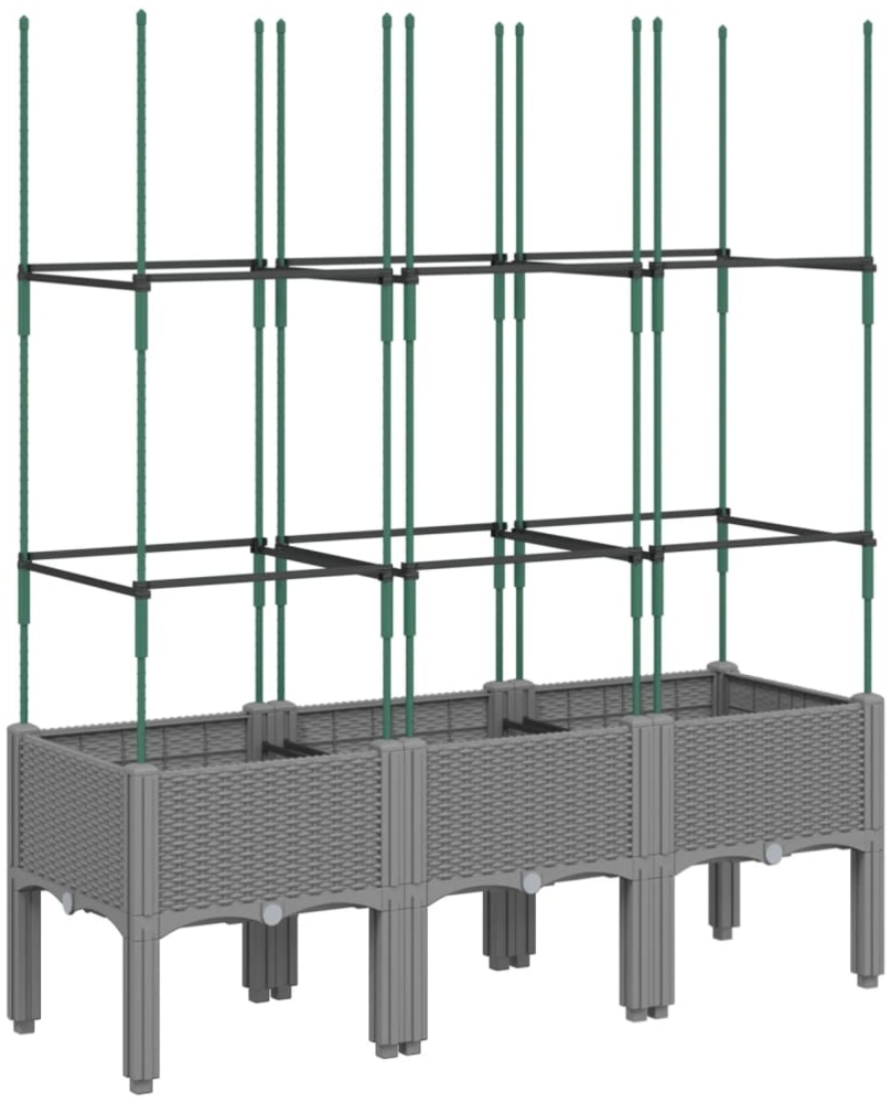 vidaXL Pflanzkübel mit Rankgitter Hellgrau 120x40x142,5 cm PP 367957 Bild 1