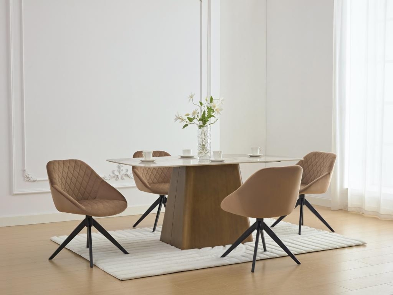 Vente-unique - Drehstuhl - Samt & schwarzes Metall - Braun - PRICILE Bild 1