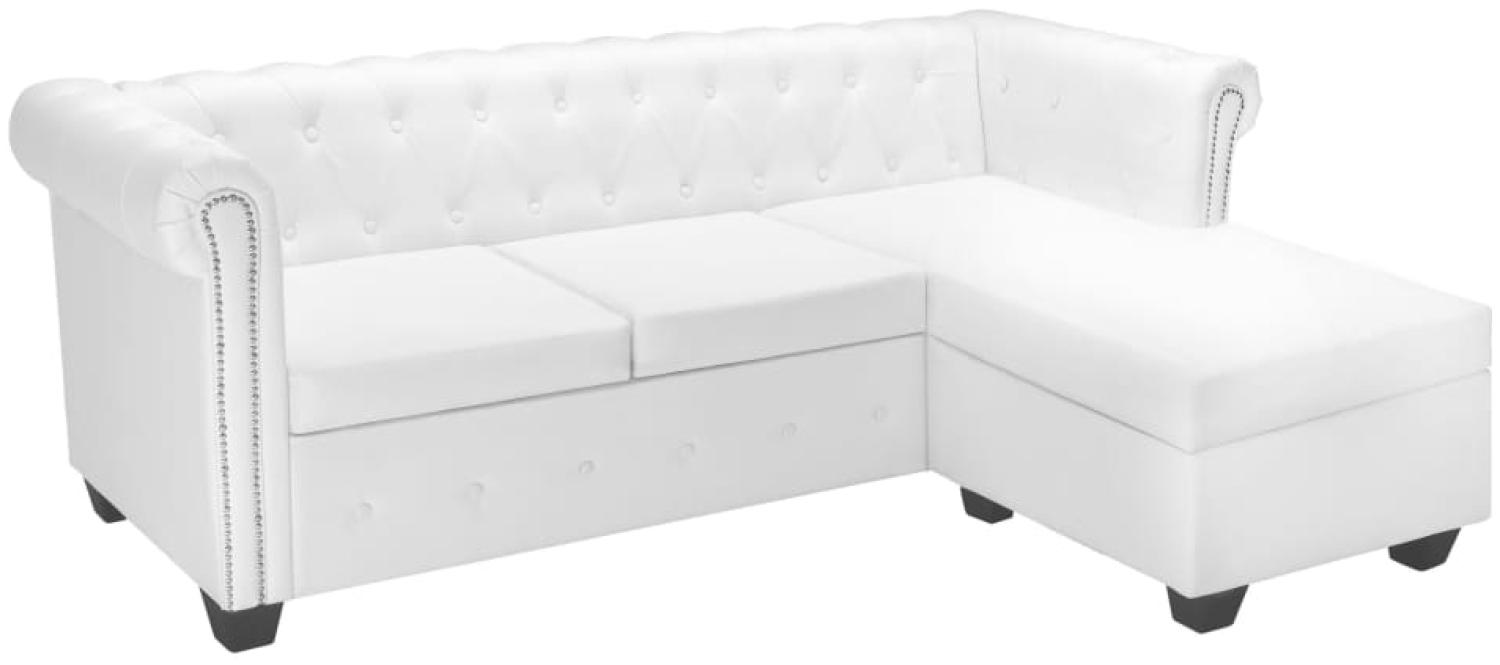 vidaXL Chesterfield Sofa in L-Form Kunstleder Weiß [275225] Bild 1