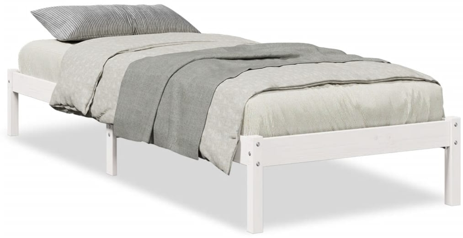 vidaXL Massivholzbett Extra Lang ohne Matratze Weiß 90x210 Kiefernholz 852403 Bild 1
