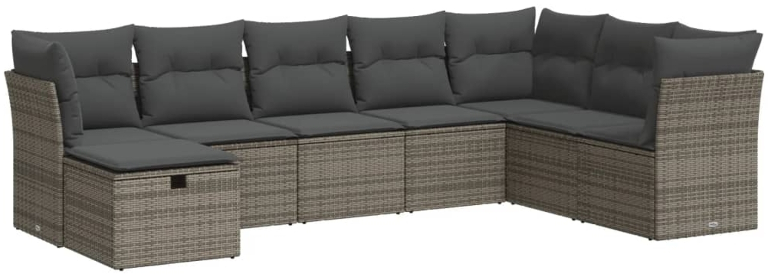 vidaXL 8-tlg. Garten-Sofagarnitur mit Kissen Grau Poly Rattan 3325336 Bild 1