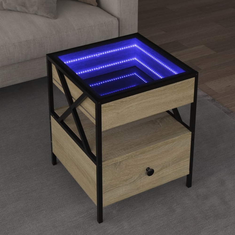 vidaXL Couchtisch mit Infinity-LED Sonoma-Eiche 40 x 40 x 51 cm 847718 Bild 1