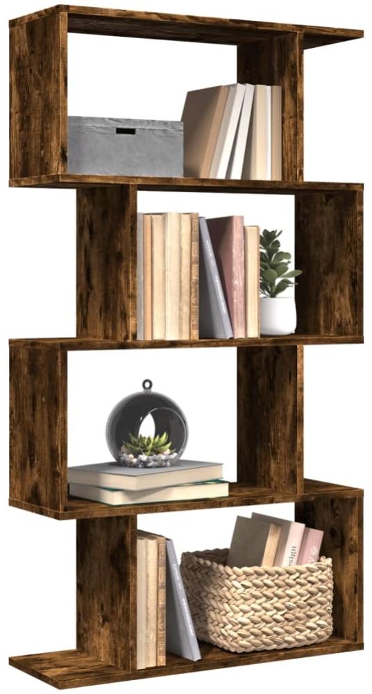 vidaXL Raumteiler-Bücherregal 4 Böden Räuchereiche 70x24x129 cm 858106 Bild 1