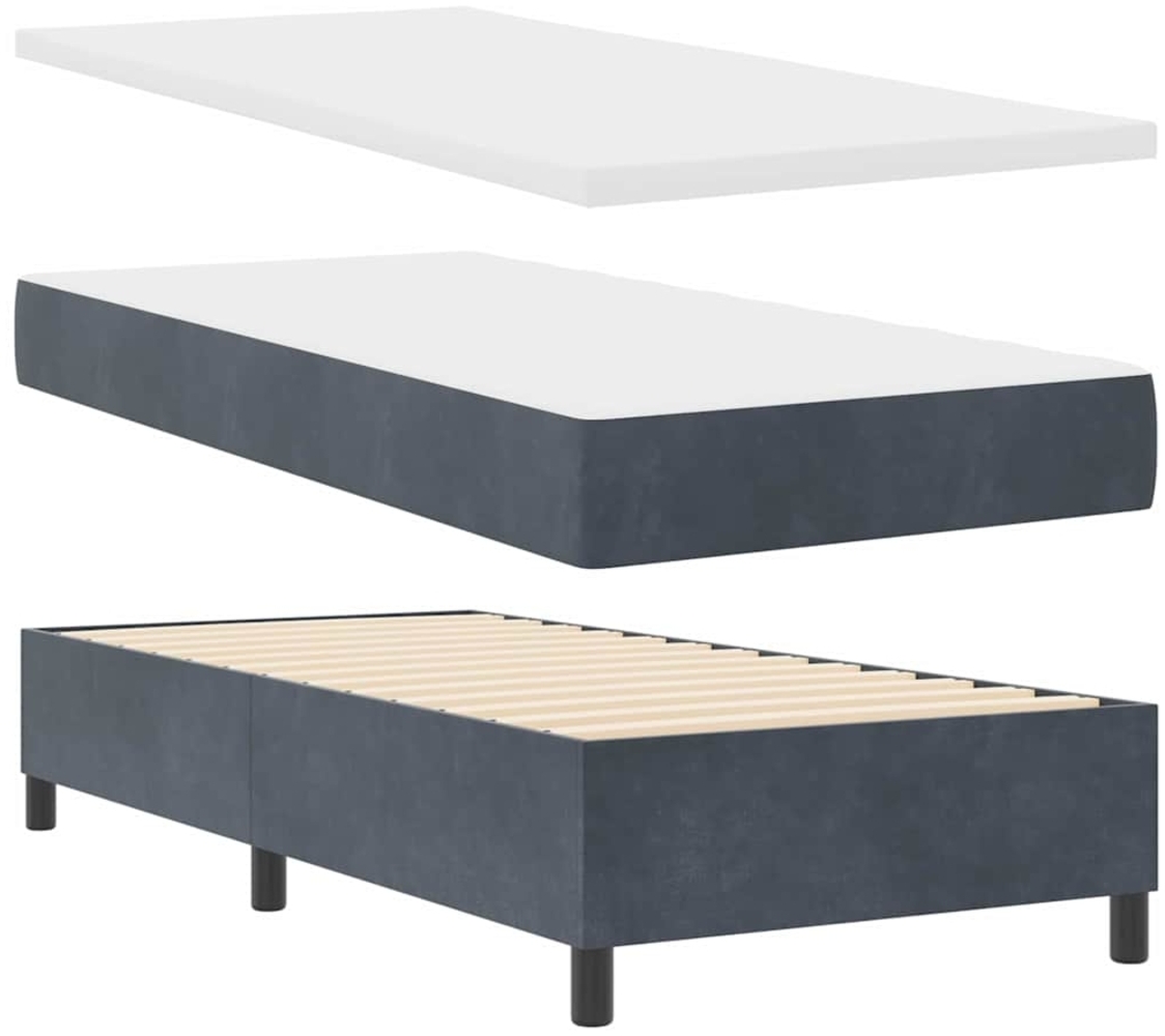 vidaXL Boxspringbett mit Matratze Dunkelgrau 100 x 200 cm Samt 3344427 Bild 1