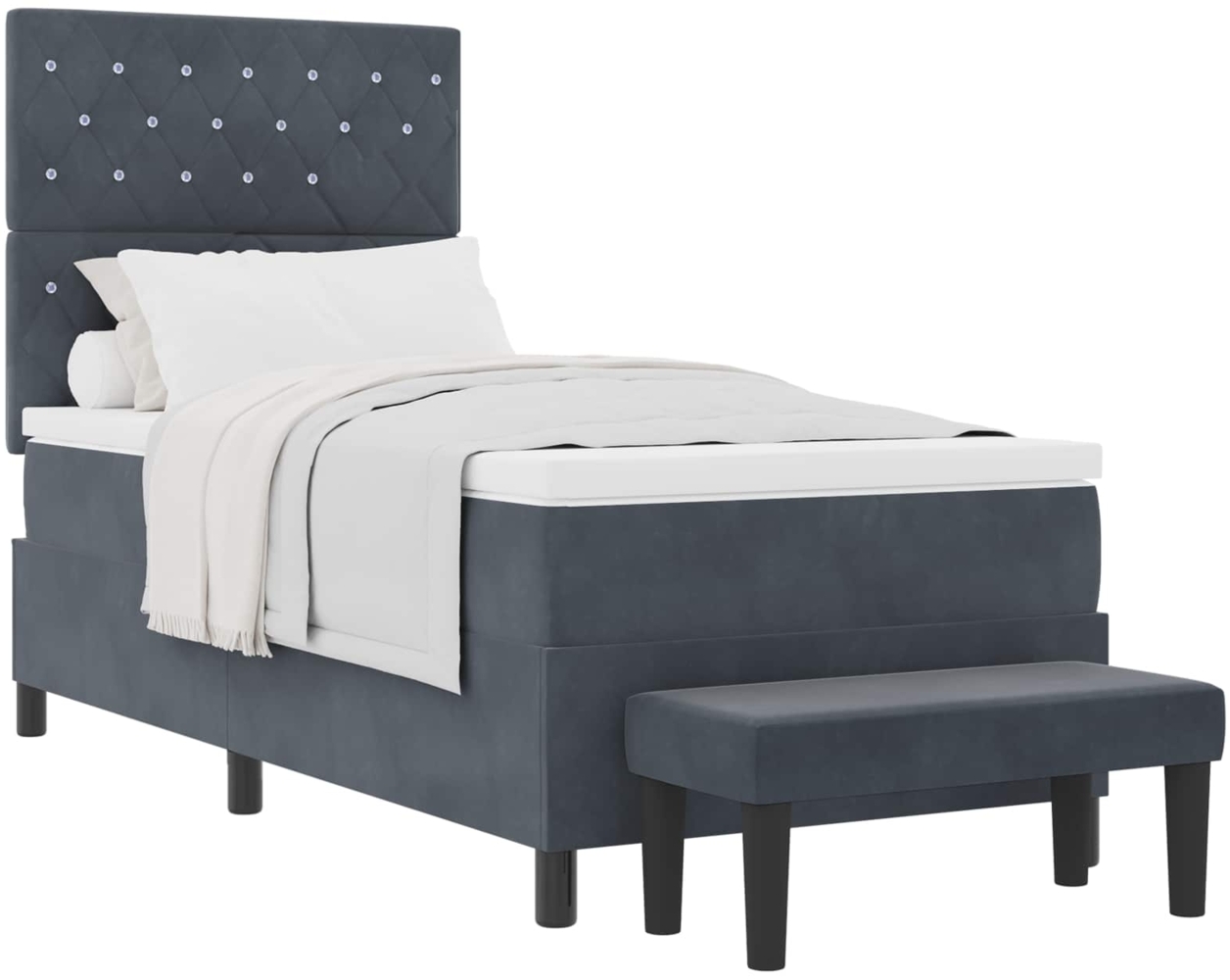 vidaXL Boxspringbett mit Matratze Dunkelgrau 100 x 200 cm Samt 3344427 Bild 1