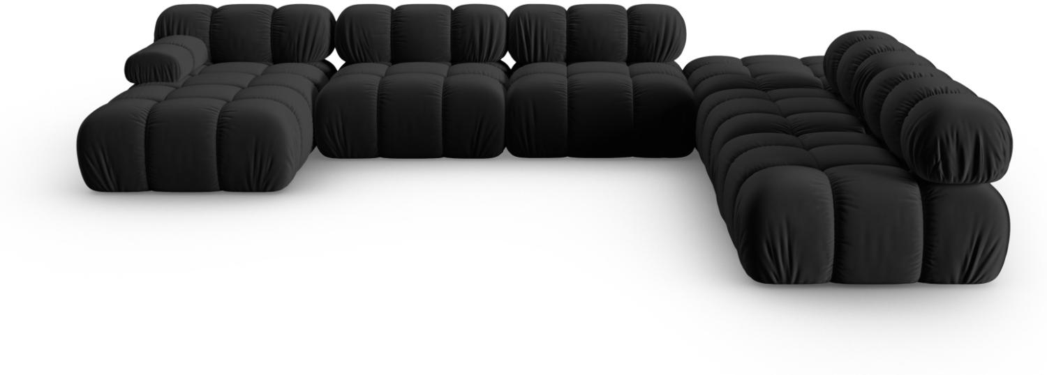 Micadoni Modulares Panorama Ecksofa Bellis 7-Sitzer Rechts Samtstoff Schwarz Bild 1