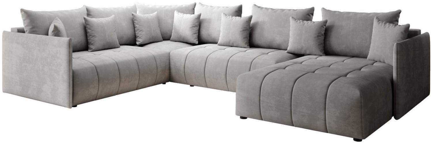 Furnix Wohnlandschaft ASVIL BIS Polstercouch in U-Form mit Bettkasten und Kissen Farbauswahl, 345x80x229cm Bild 1