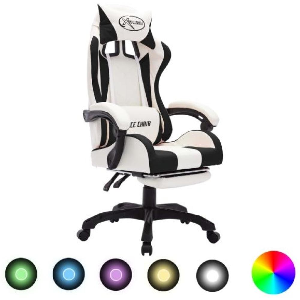 vidaXL Gaming-Stuhl mit RGB LED-Leuchten Schwarz und Weiß Kunstleder 288015 Bild 1