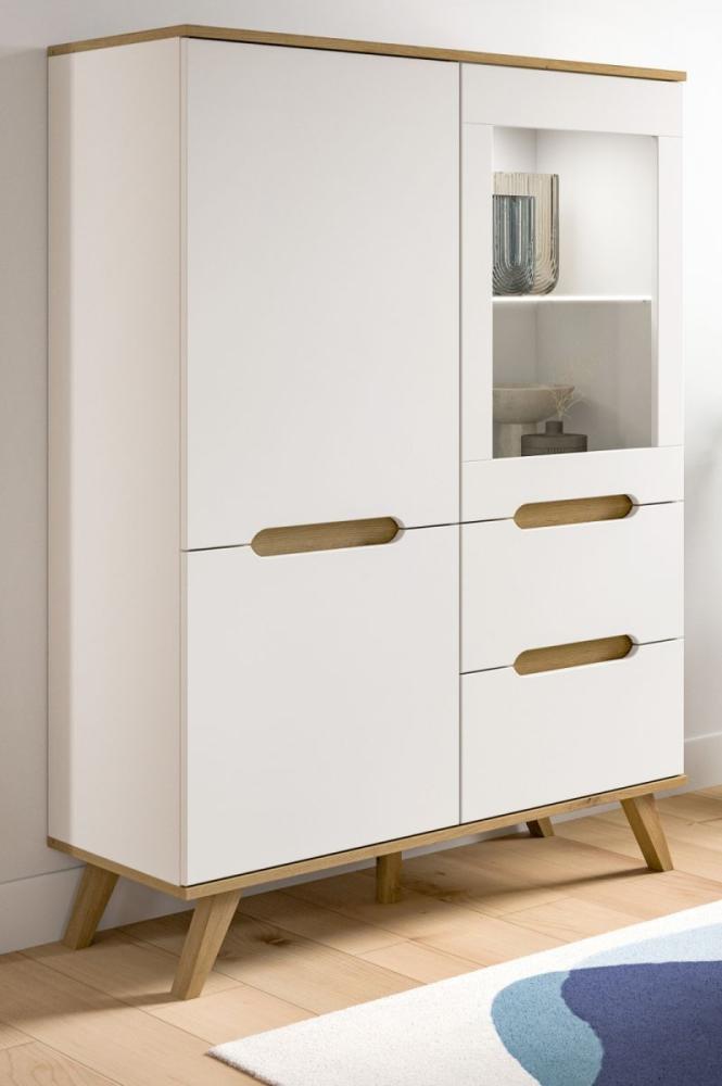 Highboard Hygge in weiß und Eiche 100 x 140 cm Bild 1