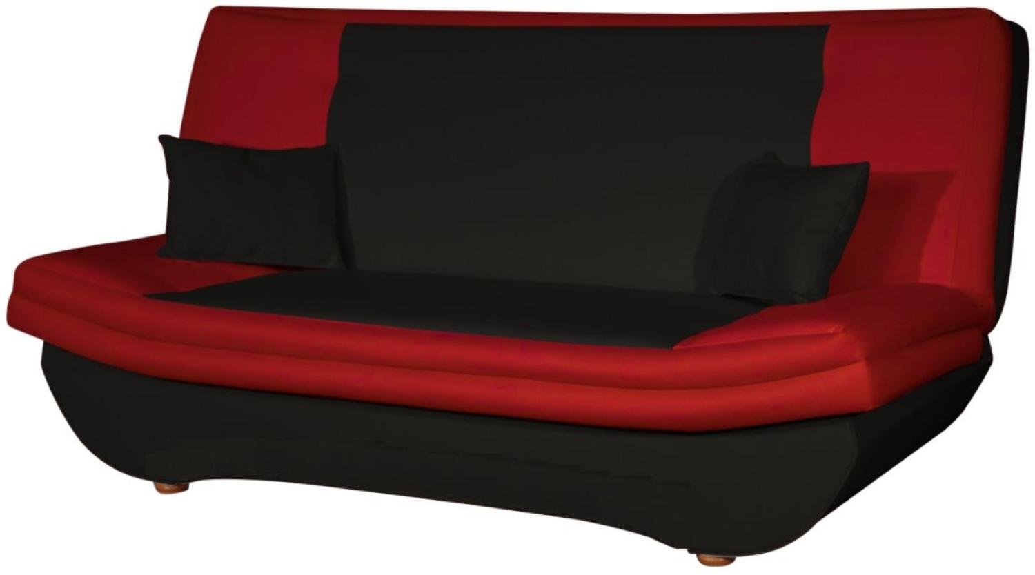 Klick-klack-Sofa Schlafsofa KANDY in Kunstleder Schwarz-Rot Bild 1