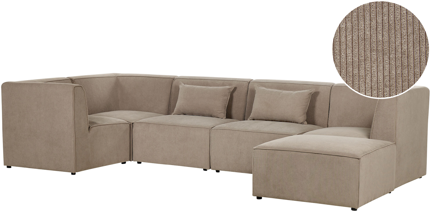 Sofa mit Ottomane LEMVIG Taupe Rechtsseitig Bild 1