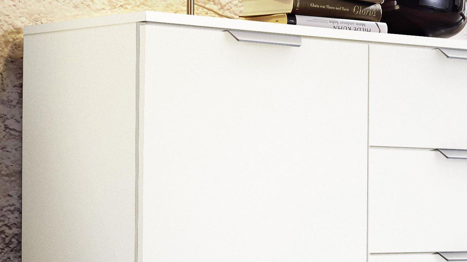 Sideboard 'ADITIO', weiß/alufarben, 4 Schubkästen Bild 1