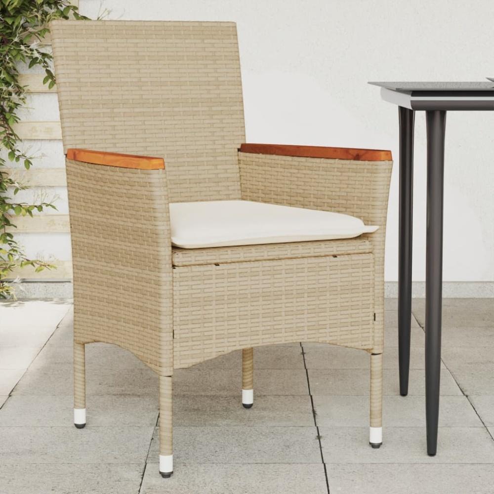 vidaXL Gartenstühle mit Kissen 2 Stk. Beige Poly Rattan 368121 Bild 1