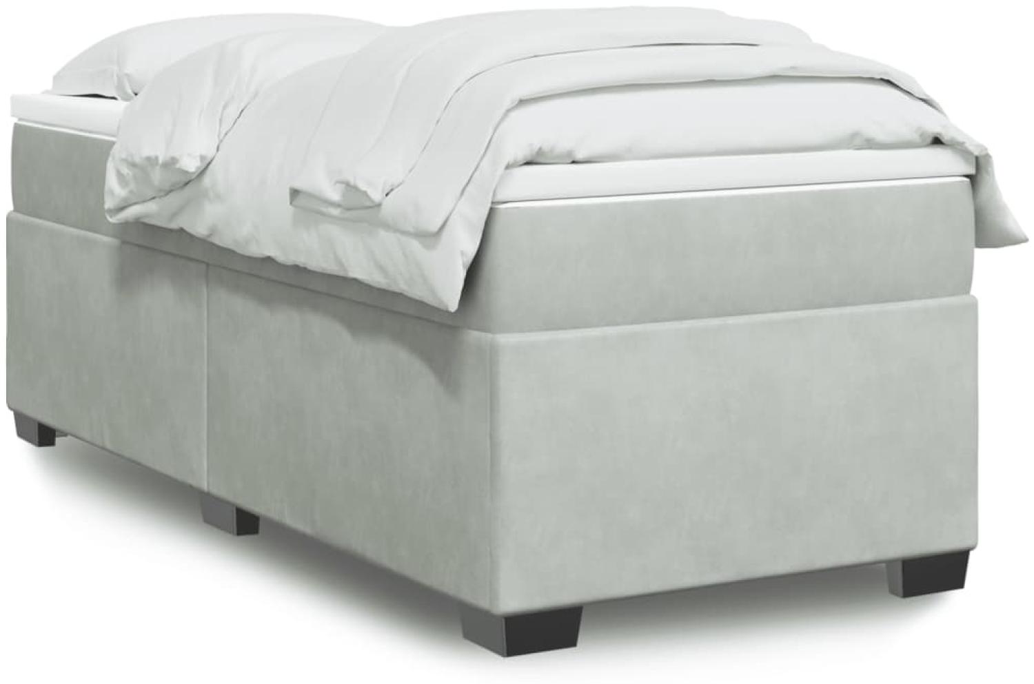 vidaXL Boxspringbett mit Matratze Hellgrau 100x200 cm Samt 3285263 Bild 1