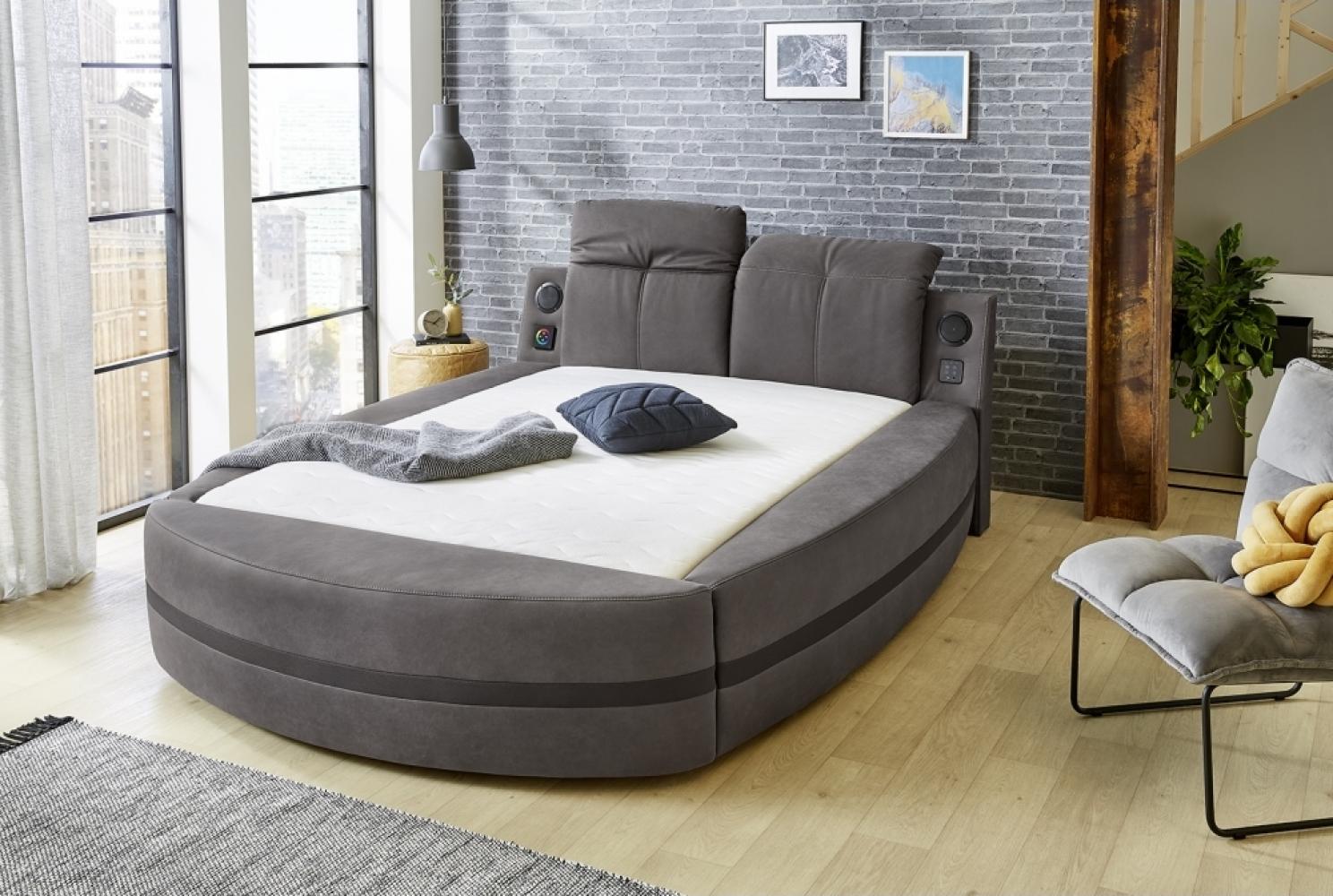 Boxspringbett LUCY 140x200 grau Topper LED Soundsystem Bild 1