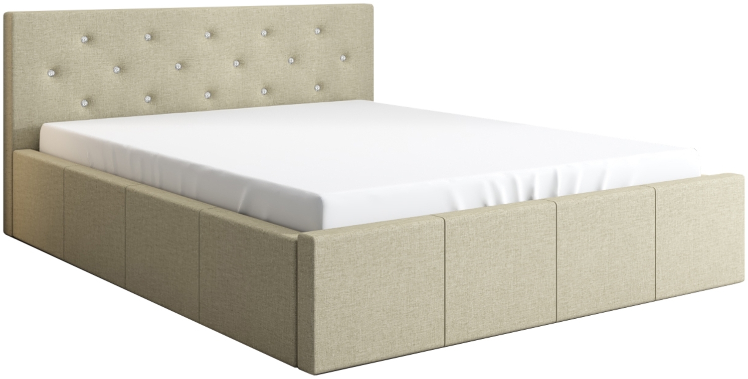 Polsterbett SKIDI-OM 90x200 ohne Matratze mit Bettkasten und Lattenrost. Farbe: NATUR 1 Bild 1