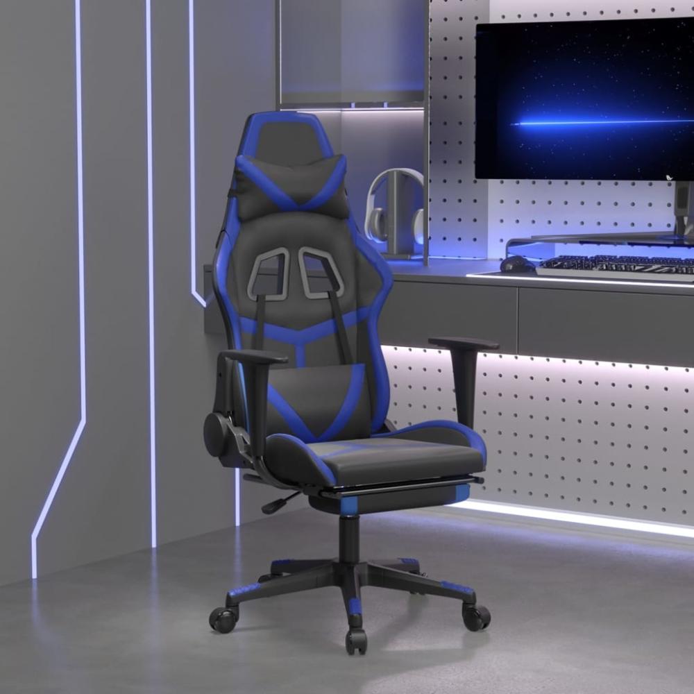 vidaXL Gaming-Stuhl mit Fußstütze Schwarz und Blau Kunstleder 3143676 Bild 1