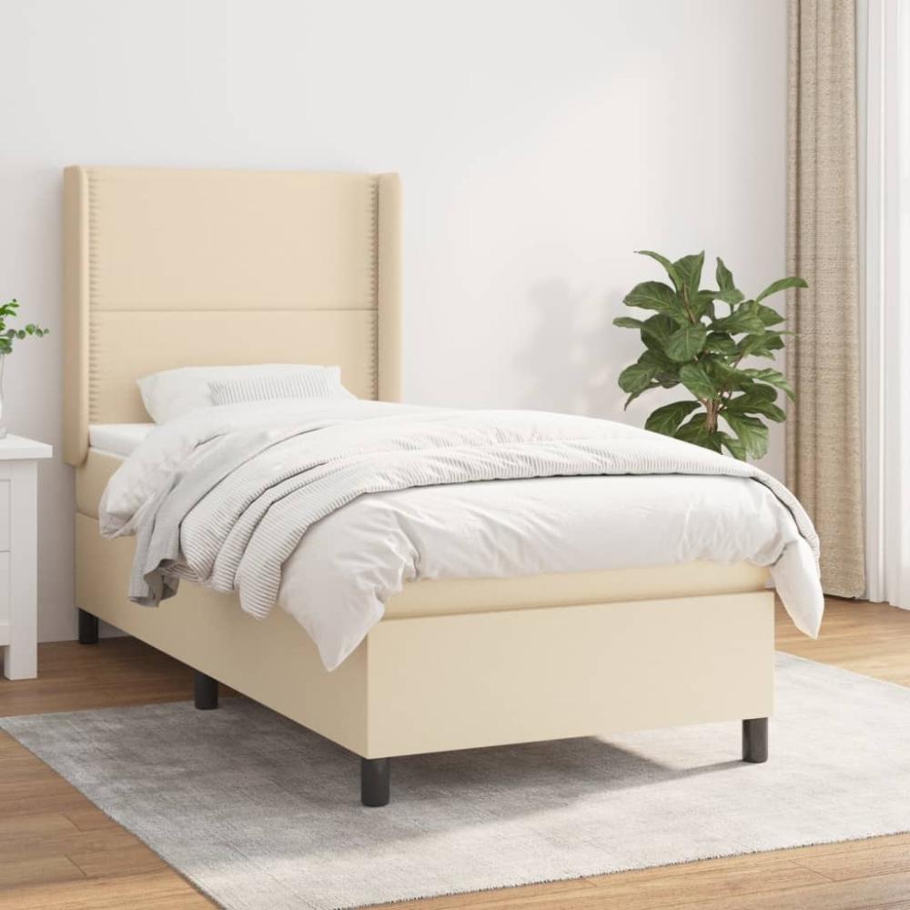 vidaXL Boxspringbett mit Matratze Creme 90x190 cm Stoff 3131318 Bild 1