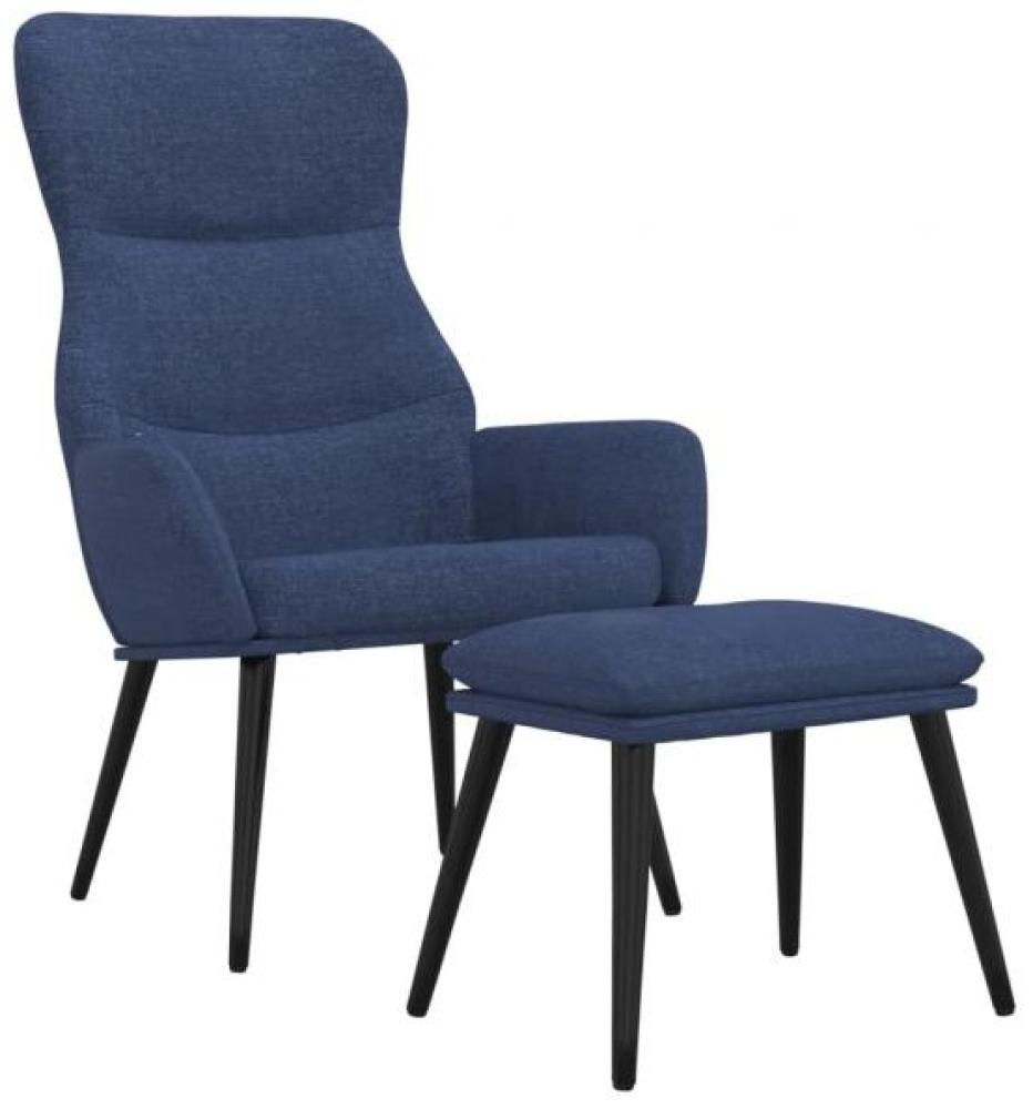 Relaxsessel mit Hocker Blau Stoff [3097433] Bild 1