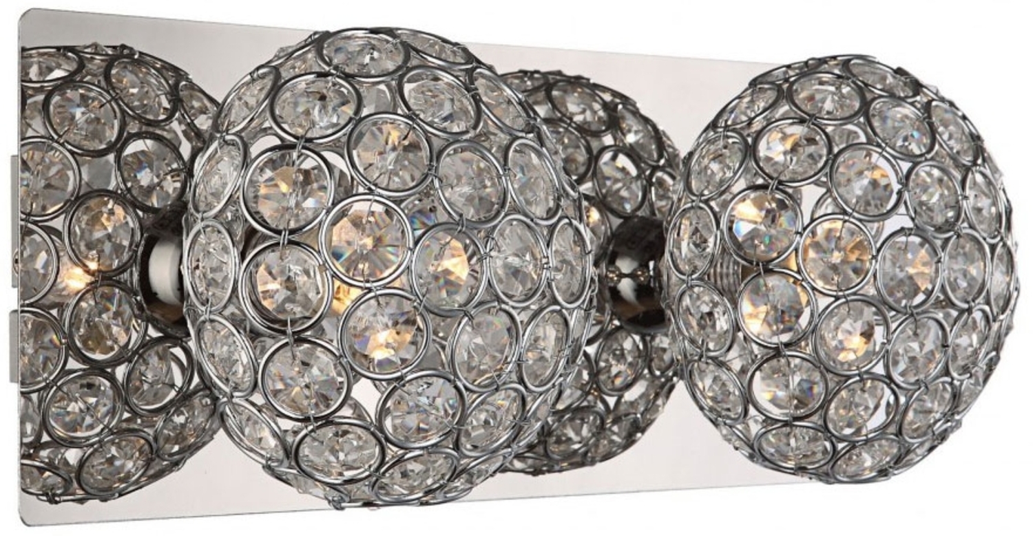 Wandleuchte, 2-Flammig, Kugeln Kristalle, Chrom, L 29 cm Bild 1